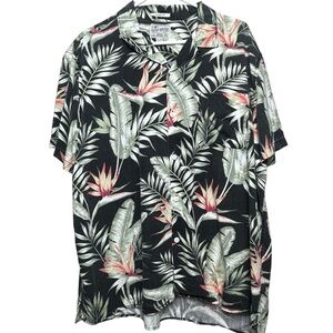 Lucky Brand Mens Lyocell Hawaiian Camp Shirt Button Up Tropical Floral Sz XL